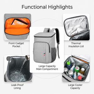 Custom Logo Insulated <b>Cooler</b> <b>Backpack</b> Waterproof Travel Thermal Bag Picnic Hiking Women Men Large Capacity Leak-proof Urban Work - Product Image 3