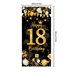 30e 40e 50e noir or joyeux <span class=keywords><strong>anniversaire</strong></span> porte couverture <span class=keywords><strong>anniversaire</strong></span> porche décoration rideau maison thème fête décoration porte couplets - Product Image 5