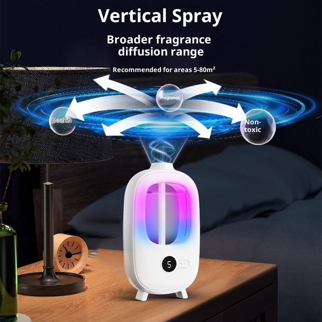 Smart Digital Display USB Powered Ultrasonic Aromatherapy Diffuser Colorful Lights Household Use Plastic Portable Design