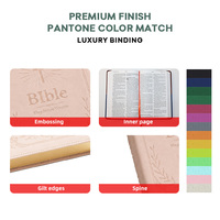 Bible chrétienne religieuse personnalisée en cuir PU gaufré, couverture rigide, impression OEM, vente en gros, cadeau d'église