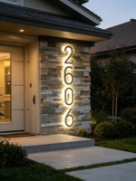 Lettres lumineuses LED solaires étanches IP65 en acier inoxydable pour numéros de maison, enseignes publicitaires extérieures, plaque de porte illuminée, décoration