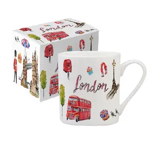 Custom London Present England Souvenir Fine Bone China Tea Coffee Mug With Gift Box