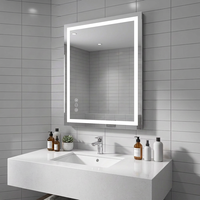 Miroir mural sans cadre à LED anti-buée double éclairage pour salle de bain, verre trempé HD de 5 mm, 3 modes d'éclairage disponibles