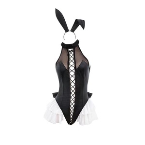 Man Yu Lingerie Patent Leather Bunny Girl Cosplay Uniform Pure Desire Open Crotch Bodysuit Passionate Temptation Role Playing - Product Image 5