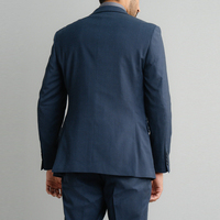 Setelan Jas Pria Anti Kusut Bahan Katun 100% Bernapas, Cocok untuk Bisnis Formal, Blazer dan Celana Senada untuk Pesanan Grosir