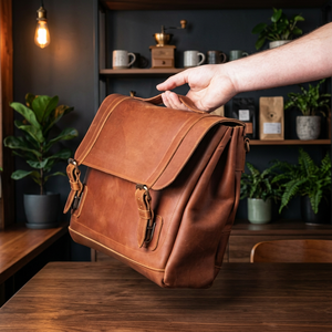 Prix d'usine – Sacoche d'ordinateur portable étanche en cuir véritable, portable, pour usage professionnel (hommes et femmes), sac à main écologique - Product Image 1