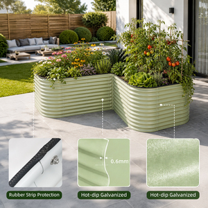 SEEYES Bac à légumes surélevé en acier galvanisé ergonomique en forme de L, extra haut, 85x69x34 pouces, pour plantes, herbes et fleurs - Product Image 3