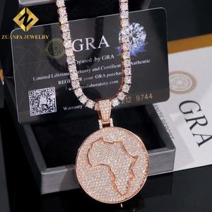 Nuevo Colgante de Mapa de África Estilo Hip Hop, Plata 925 con Moissanita, Joyería Fina con Incrustaciones de Circonitas, Unisex - Product Image 2