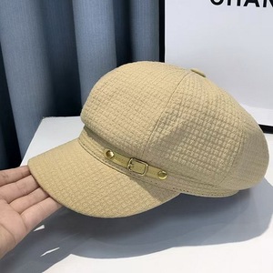 <span class=keywords><strong>Casquette</strong></span> de mode vintage pour <span class=keywords><strong>femme</strong></span> avec boucle en métal octogonale, couleur unie, style newsboy - Product Image 2
