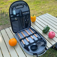 Offre Spéciale : Ensemble d'ustensiles de cuisine de camping en plein air avec manches en bois, outils de cuisson portables et accessoires d'organisation – Kit d'ustensiles de camping