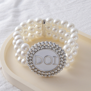Dichiarazione di 2 righe alta lucida catena di perle bianche che fa la <span class=keywords><strong>figlia</strong></span> del simbolo di Isis DOI Charm rendendo le donne gioielli braccialetto elastico - Product Image 3