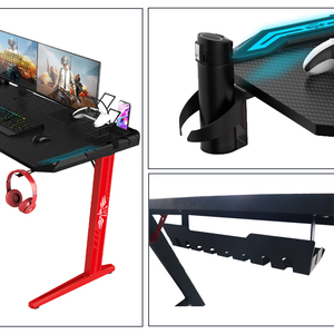 Hiện đại chuyên nghiệp chơi game lớn bảng với ánh sáng LED góc bàn màu đỏ chân chơi game PC máy tính bàn với cáp chủ cho gamer - Product Image 3