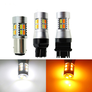 หลอดไฟ LED สัญญาณไฟเลี้ยวแบบสลับสีเหลืองอำพัน/ขาว รุ่น 3157 12V หลอดไฟ LED ทดแทน รุ่น 3457 3155 4057 4057 3047 3057 - Product Image 1