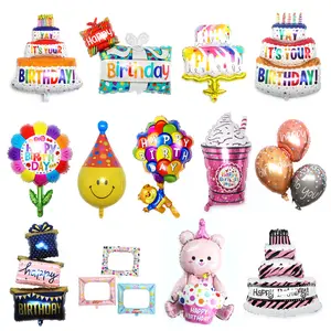 New Large Colorful Birthday Cake Balloon Modeling Foil Balloons Children's Birthday Party Decoration Supplies
