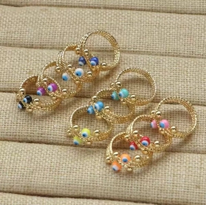 Vintage vergoldeter <span class=keywords><strong>Ring</strong></span> Bunter Emaille-Augenring für Frauen Männer Open Cuff Fashion <span class=keywords><strong>Ring</strong></span> verstellbar - Product Image 3