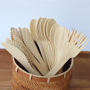 Cubiertos Desechables Ecológicos de 170 mm, Cuchara, Tenedor y <span class=keywords><strong>Cuchillo</strong></span> de Viaje, Logotipo Personalizado, Biodegradables, Juego de Cubiertos con Empaque de Bambú Kraft para Fiestas - Product Image 2