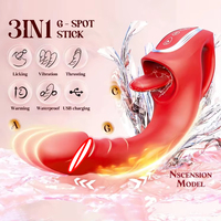 Zungenleckender Heiz- und Stoßvibrator, Dildo, G-Punkt- und Klitorisstimulator aus Silikon, Massage-Sexspielzeug für Erwachsene für Frauen