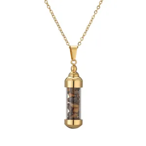 Collier pendentif en forme de flacon de parfum ouvrable RINHOO, tendance, arc-en-ciel, flacon à vœux, pendentif en acier inoxydable, chaîne de clavicule - Product Image 3