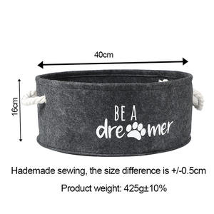 Panier de rangement en feutre de style tambour, pliable, amovible et lavable pour une organisation efficace et l'utilisation pour chat/chien - Product Image 4