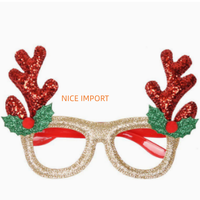 Lunettes de Noël style bois de cerf or rose avec monture dorée, décorations de Noël, articles de fête pour enfants, articles de Noël, montures
