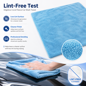 Paño de microfibra automotriz de coral sin bordes, altamente absorbente, sin pelusas, 500GSM, seguro para la pintura, proveedor directo - Product Image 3