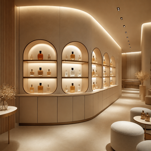 Aménagement de boutique de parfums, présentoir sur mesure pour parfums, comptoir de vente en bois pour projet d'aménagement intérieur de magasin de parfums - Product Image 4