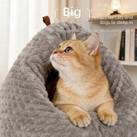 Lit pour chat extra large en coton PP chaud pour l'hiver, semi-fermé, style fond de poulailler créatif, sac de couchage pour chat, lit pour chaton, lit pour chien