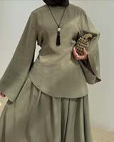 Ensemble 2 Pièces Premium en Coton pour Femme Musulmane – Hauts Élégants et Robe Longue – Tenues Modestes Arabes de Dubaï 2026