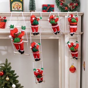 Décoration de Noël à suspendre pour sapin, fête, porte ou mur : Père Noël grimpant sur une échelle de cordes - Product Image 6