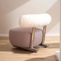 Fauteuil d'appoint Sled Base, style crème, luxe vintage, rembourré en peluche, en polaire Teddy, canapé simple de détente pour salon