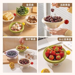 Double Layer Fruit Drain <b>Basket</b> With Container Washing And Filtering 2 In 1 Thickened Vegetable Strainer For Kitchen Use - Product Image 3