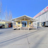 Maison conteneur extensible de 40 pieds, préfabriquée, mini-maison, bureau, hôtel, populaire, en promotion, avec mur rideau en verre, toit en pente, pavillon de 3m