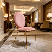 Chaise de salle à manger contemporaine en velours, chaise de salle à manger en métal doré, dossier rond, chaise rembourrée pour restaurant, mobilier de salle à manger d'hôtel