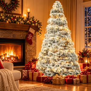 Árbol de Navidad Artificial Preiluminado de Lujo con Luces Incandescentes, Material de PVC con Efecto de Nieve, Ecológico, para Uso en Interiores, Decoración Navideña - Product Image 2