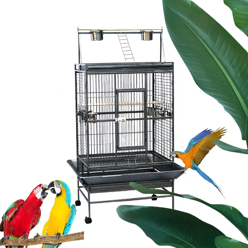 Toptan lüks katlanır 70 inç paslanmaz çelik kanarya ispinoz dekoratif papağan metal demir büyük kuş kafesi kuş kafesi kuşlar için