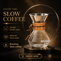 Cafetière manuelle domestique avec verre borosilicate de haute qualité, système de filtration américain, tasse filtrante et pot de partage