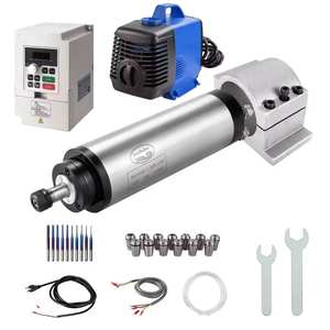 Kit de moteur de broche CNC haute précision à concentricité optimisée, refroidissement par eau, 65 mm ER11, 1,5 kW, 110 V/220 V, avec variateur de fréquence pour routeur CNC - Product Image 1