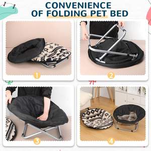 Silla de perro ajustable plegable de 2 piezas, funda de cojín de felpa reemplazable, silla elevada para mascotas, juego de cama - Product Image 2