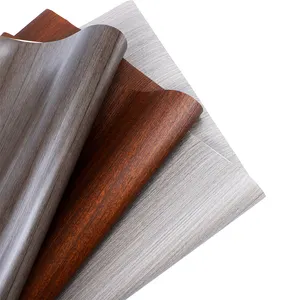 Durable PVC Vinyl Film With Modern Wood Grain Texture Embossed Design For Furniture And Wall Decoration For Hotels