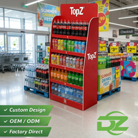 Support d'affichage au sol en PVC rouge TopZ pour boissons en bouteille |   Étagère de présentation pour boissons, capacité de charge de 30 kg |   Matériel de point de vente pour supermarchés