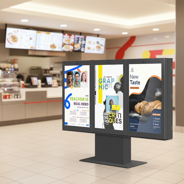 4K 55 65 75 Inch Fast Food Ordering Outdoor Commercial Advertising Video Player IP66 Waterproof LCD Digital Menu Board
