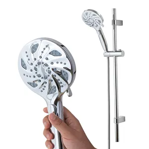 Customized Bathroom Water Saving Rain Shower Head ABS Plastic Polished Chrome/Brushed Shower Handshower Set