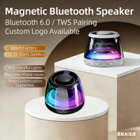 Haut-parleur sans fil magnétique 6.0, enceinte portable avec appairage TWS et lumières RGB colorées, support magnétique pour téléphone, directement de l'usine