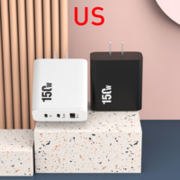 Adaptor Perjalanan Universal EU/US/UK 150W 3-Port Pengisian Cepat PD 3.0 USB-A 2 Port USB-C Bersertifikasi CE/FCC/ROHS OCP/OLP