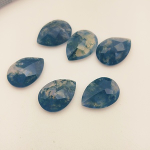 Agate mousse naturelle, taille poire, polie, couleur vert clair, effet de jeu de couleurs, pierres précieuses calibrées en vrac pour la fabrication de bijoux, 7x10mm, lot de 10 pièces - Product Image 6