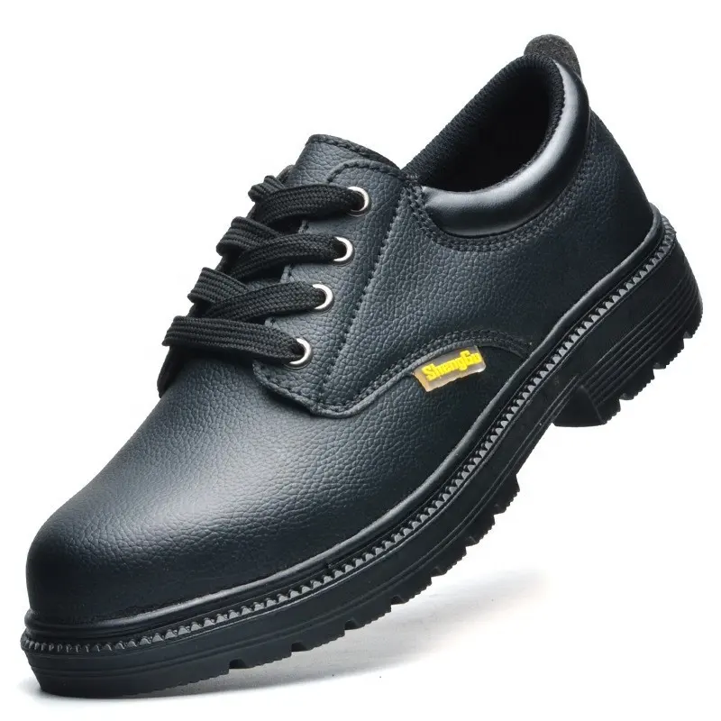 Удобные черные шнурки для обуви с тиснением из коровьей шкуры, защитная Рабочая обувь со стальным носком