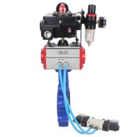 Katup Kupu-kupu DNOVA Besi Cor QT450 EPDM DN50-150 16bar -20+100 ° C, Aktuator Pneumatik DA, Katup Pneumatik 220V, AFC2000