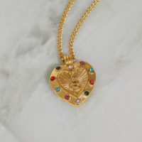 MYNECK 2027 Nouveauté Bijoux Tendance Plaqué Or 18 carats Acier Inoxydable PVD Vintage Tendance Estivale Pendentif Cœur Serpent Collier Couple