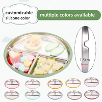 Ensemble de vaisselle en acier inoxydable pour l'alimentation des bébés, assiettes divisées en acier inoxydable pour enfants, bol avec cuillère et fourchette, ensemble de table pour tout-petits
