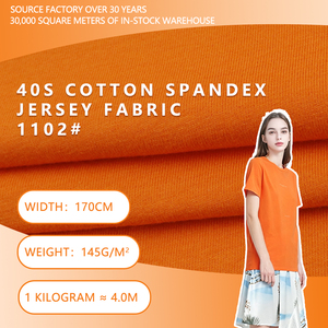 Tissu jersey simple en coton et élasthanne 40S, largeur 170 cm, 145 g/m², matière tricotée extensible pour t-shirts, hauts basiques, vêtements - Product Image 1